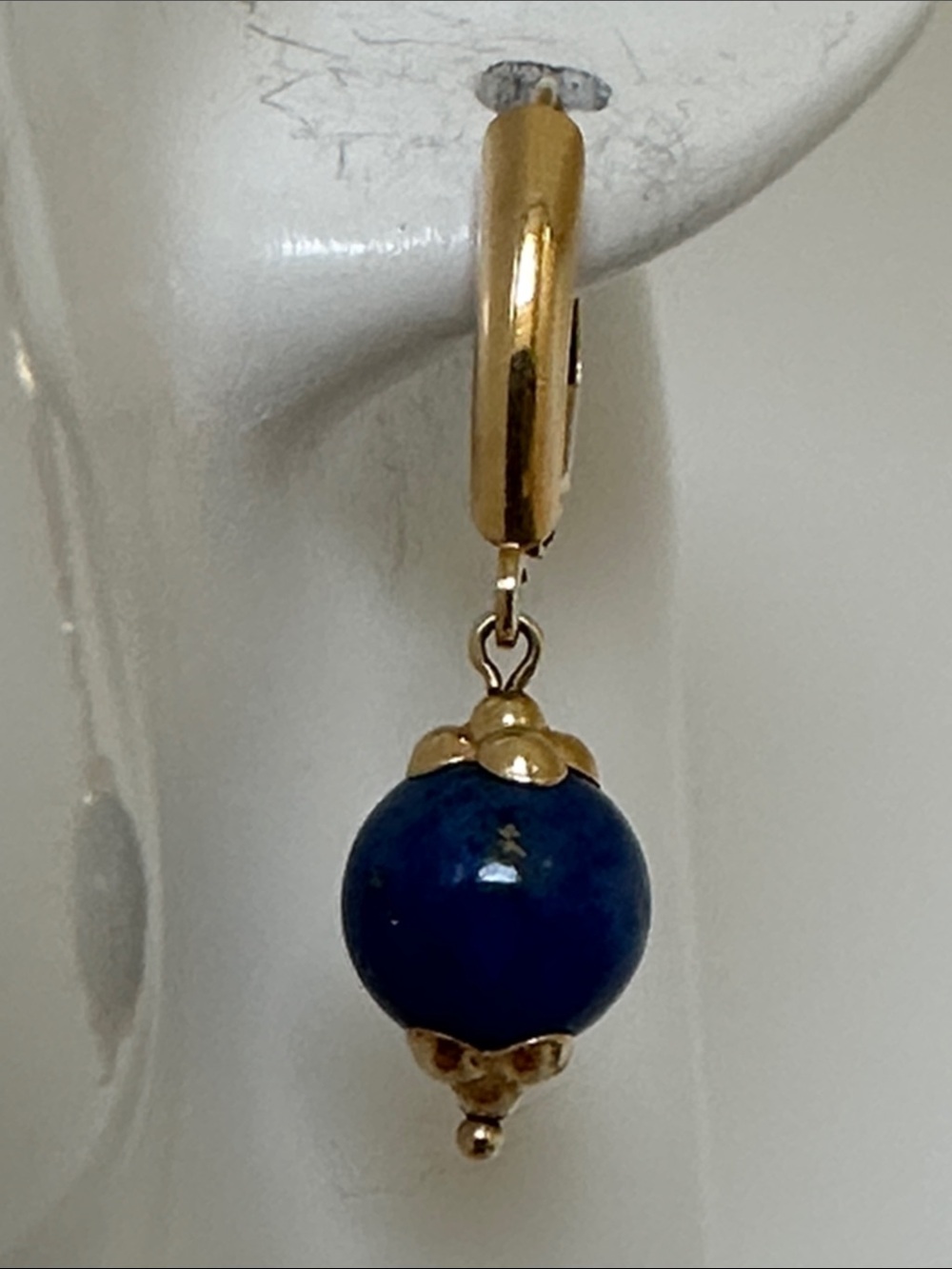 14k real solid Gold Lapis Lazuli Gems Earrings